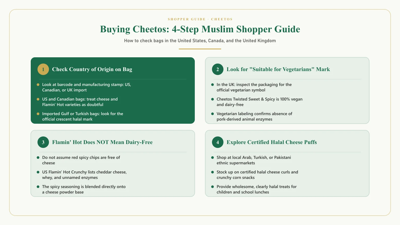 Are cheetos halal: Shopper checklist for are cheetos halal uk and are cheetos vegetarian