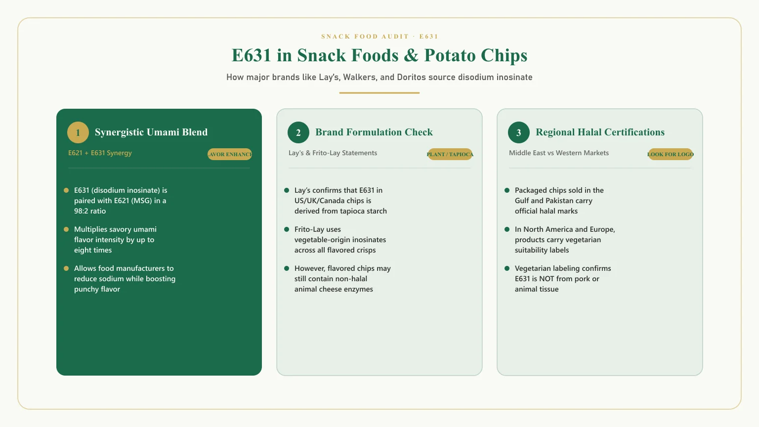 E631 halal or haram: Is e631 in lays halal and why is e631 mushbooh snack food analysis