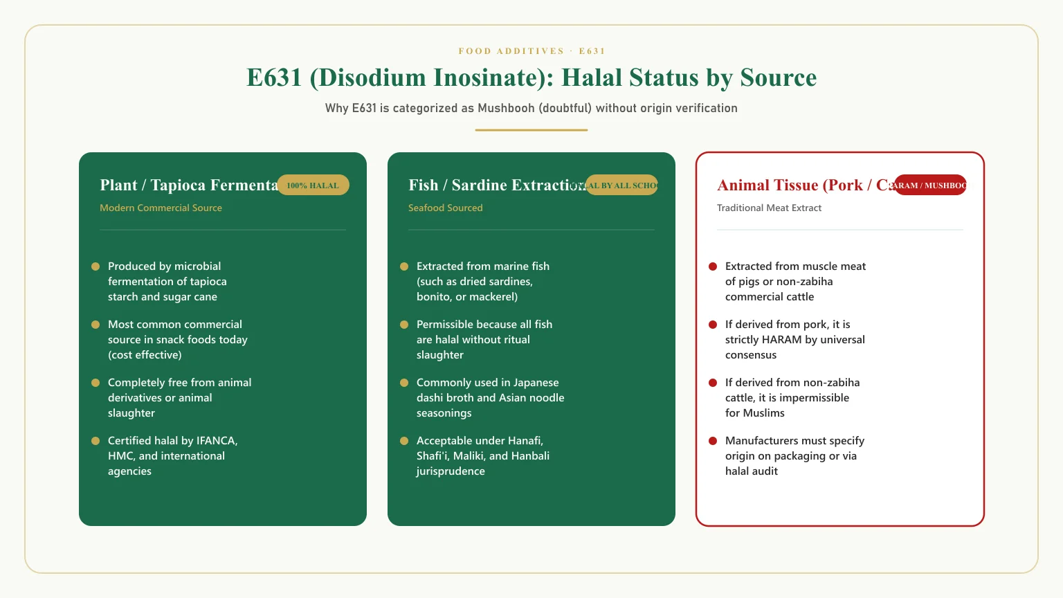 E631 halal or haram: Is e631 halal and is e631 made from pork source breakdown