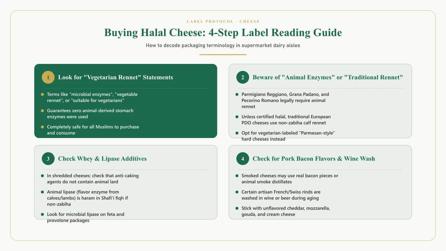 Is cheese halal: How to read labels for does cheese have pork and is cheddar cheese halal