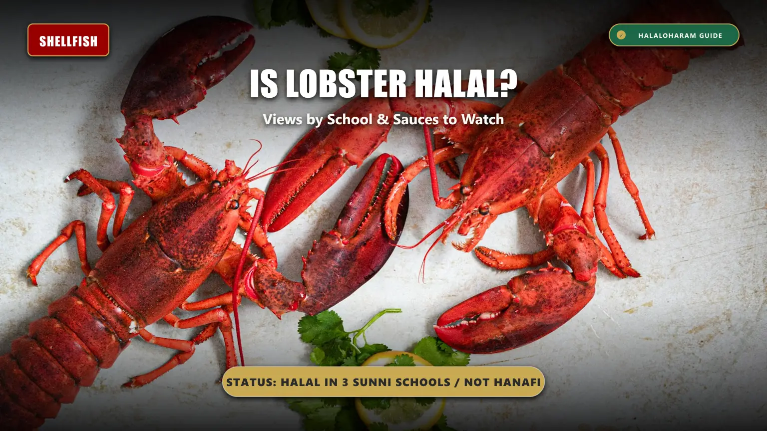 is lobster halal: is lobster halal in Hanafi - Maliki Shafi Hanbali rulings and wine sauce warning