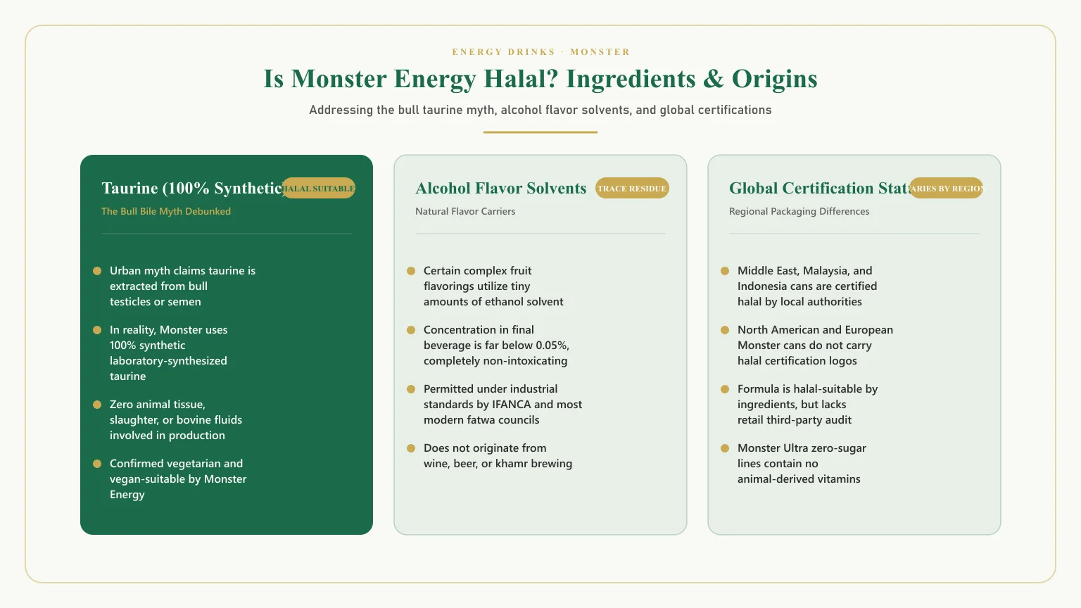 Is monster halal: Is monster energy halal and does monster have taurine from bulls ingredient analysis