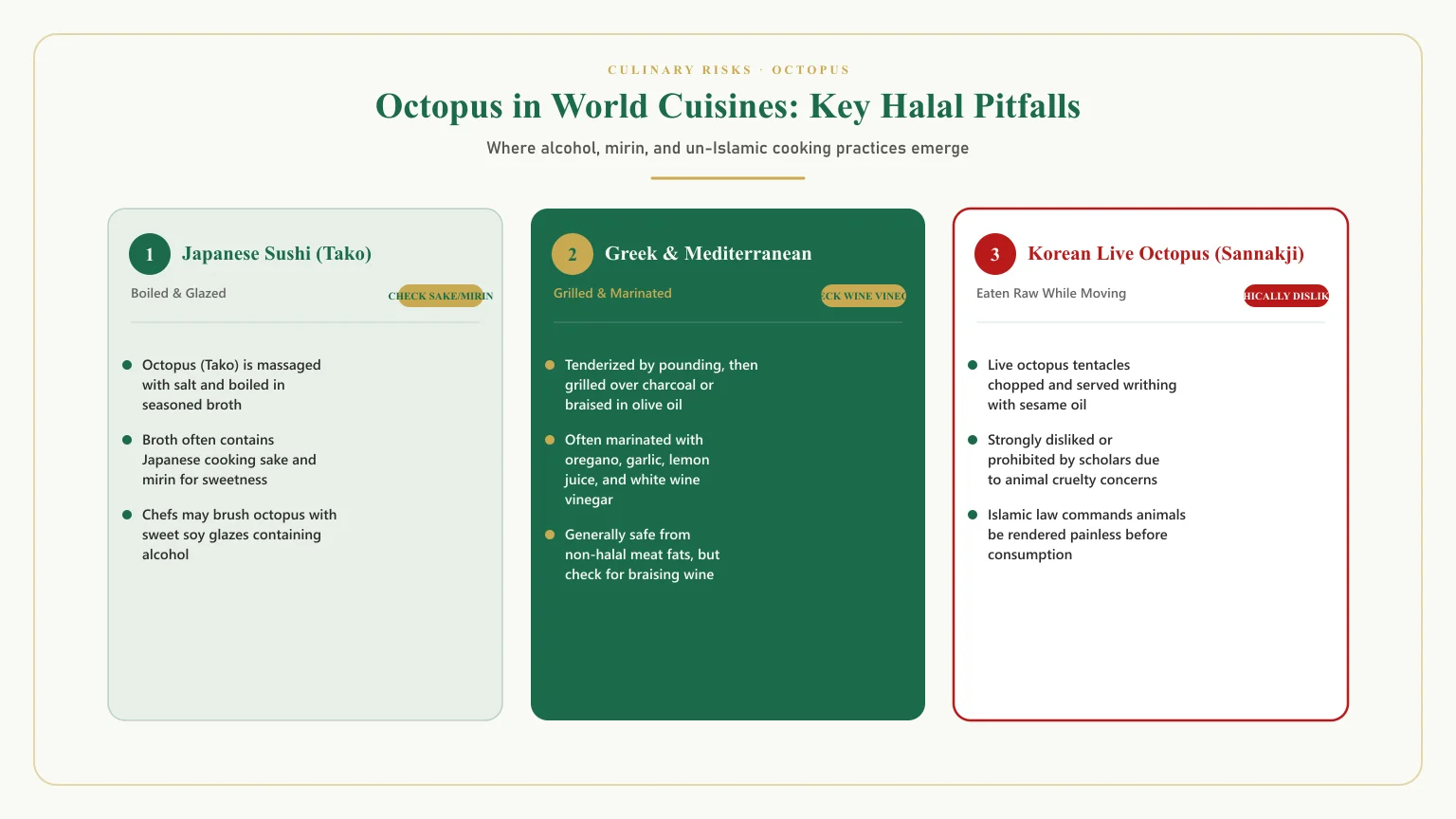 Is octopus halal: Is squid and octopus halal and sushi bar alcohol cross-contamination